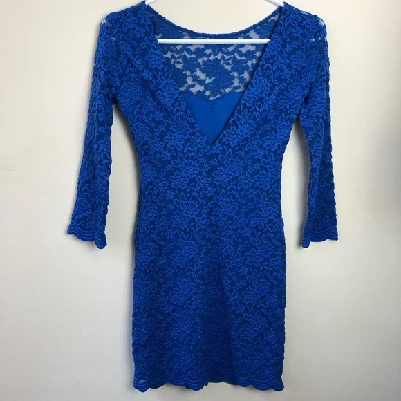 Topshop Petite Size 4 Floral Lace 3/4 Sleeve Dress - Picture 6 of 8